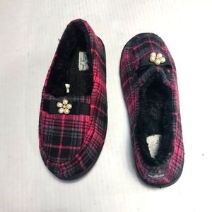 Pretty You London Pink Tartan Plaid Slippers Size US 9.5-10.5 XL